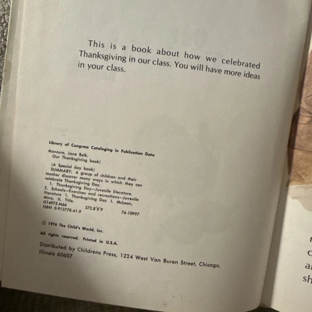 Special Day Bks.: Our Thanksgiving Book‎ by Jane Belk Moncure (Hardcover)